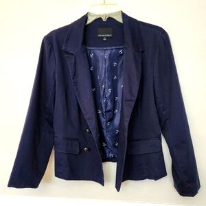 Cynthia Rowley Navy Blue Nautical Blazer Double Breasted Jacket Womens M